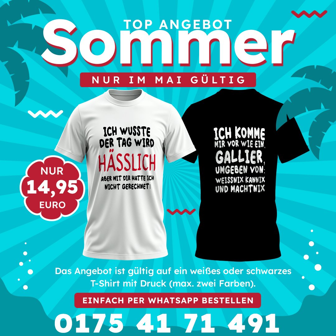 Entdecken Sie unser attraktives Mai-Angebot: Hochwertige T-Shirts mit individuellem Druck in klassischem Weiß oder Schwarz